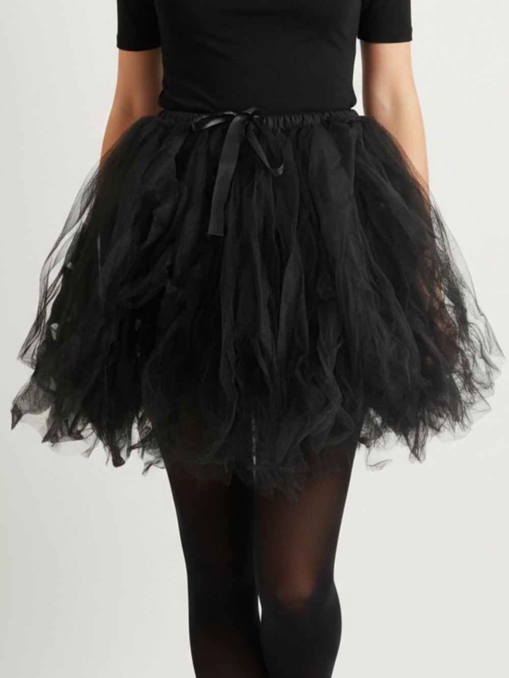 Custom Black Tulle Layered Tutu with Ribbon Waist
